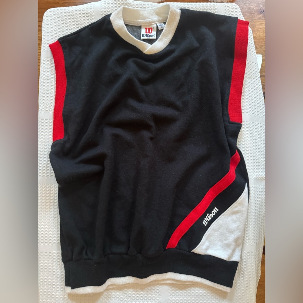 Wilson Vintage 1980s Black and Red Vest Sweater Top Size Medium